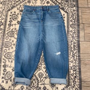 LOFT a size 6 Barrel jeans with small distressing at knee. Worn once